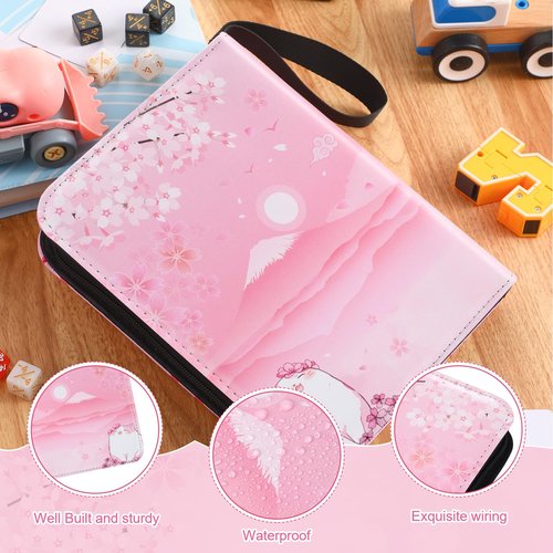 Aliceset Card Binder for Girls Gifts 4 Pocket with 55 Sleeves 440 Cards Collectible Trading Binder Case Cute Album Holder Book for Game Sports Collection Organizer Supply(Sakura Cat)