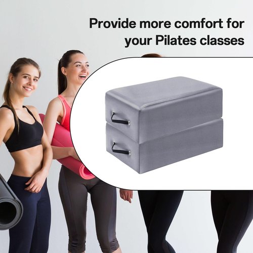 Pilates Reformer Box,Foldable Pilates Reformer 25.6x16.5x7.9 in,Premium PU and Wood Pilates Sitting Box,Pilates Box for Reformer Body Stamina Stretching Balance Exercise Workout (Grey)