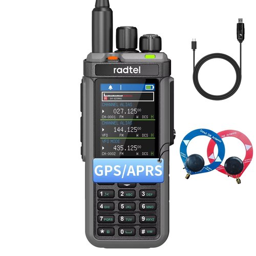 Radtel RT-880G GPS APRS 10w Ham Radio Walkie Talkie Portable CB Radio 1024 Channels HF SSB Rx with Cross-Band Repeater, 2.4 Inch Color Display with Programming Cable SW/MW Antenna