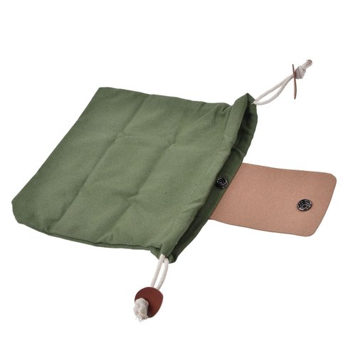 Foraging Pouch, PU Leather Canvas Mushroom Foraging Bag with Belt Loop, Metal Clasps, Collapsible Design, for Hiking Camping