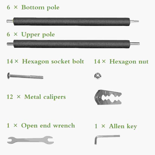 Universal Trampoline Poles, Replacement Poles with Clamp and Hardware, with Enclosure Pole Connecters, Screws and Bolts, Pole Caps, Fits Most Straight Poles Trampoline