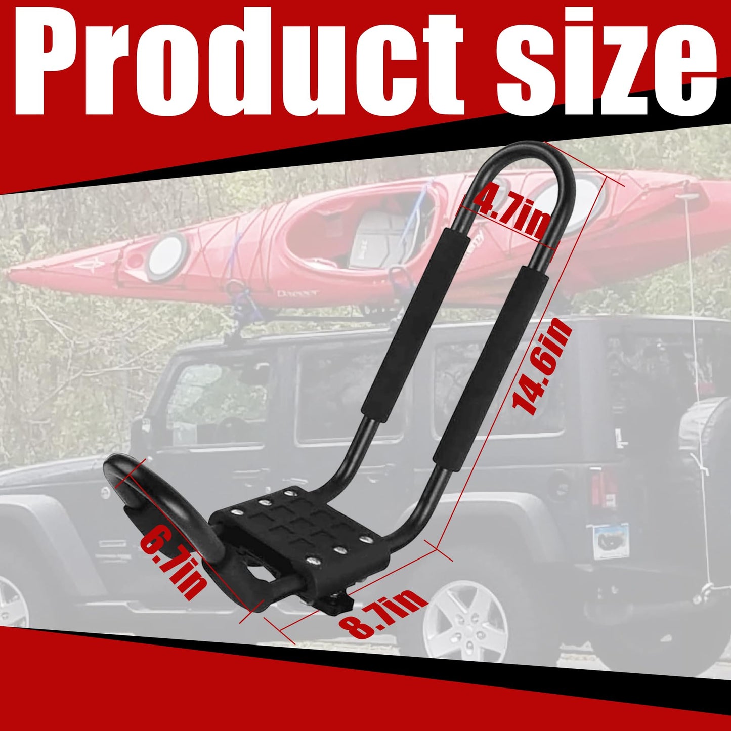 1 Pair Kayak Roof Rack Heavy Duty J-Bar Car Roof Rack Suitable for Canoe SUV Cars Truck Surf Ski Car Top Mount Racks for Trip