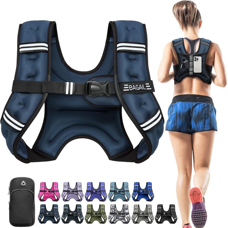 BAGAIL Comfort-Fit Weighted Vest for Woman, Even Weight Distribution, Faster Weight Loss, No-Chafe or Bounce for Walking & Running with Detachable Phone Pouch & Reflective Stripes (Available 5-30lbs)