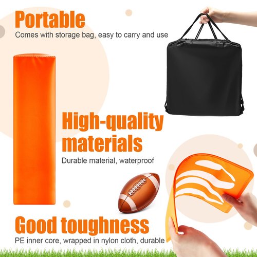 Libima 16 Pcs Football Yard Marker Set Include 11 Football Field Yard Line Marker High Visibility 4 Weighted Ball End Zone Pylons with Carrying Bag for Training Sporting Equipment(Orange)