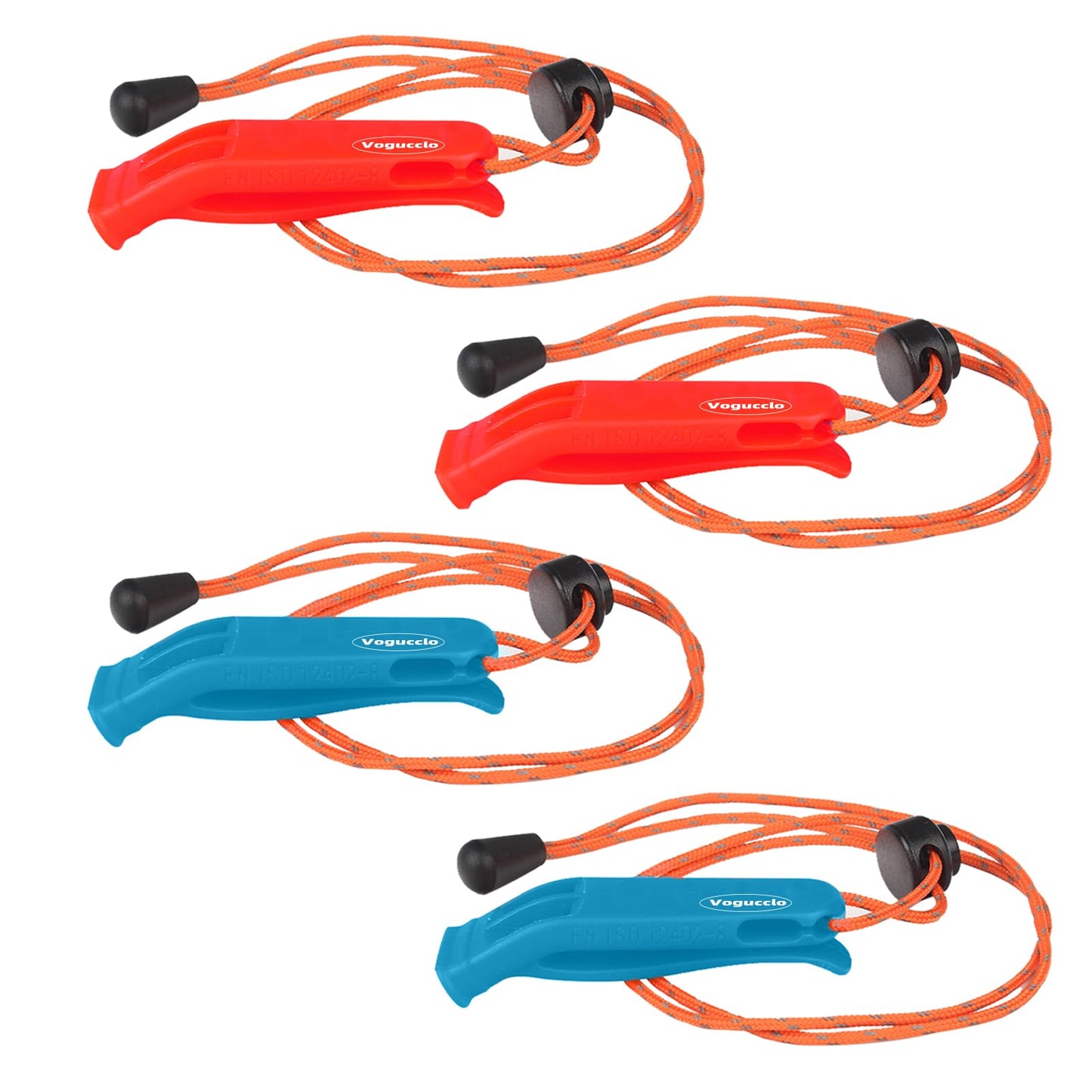 VOGUCCLO 4 Pcs Emergency Whistle, Super Loud Survival Whistle with Lanyard