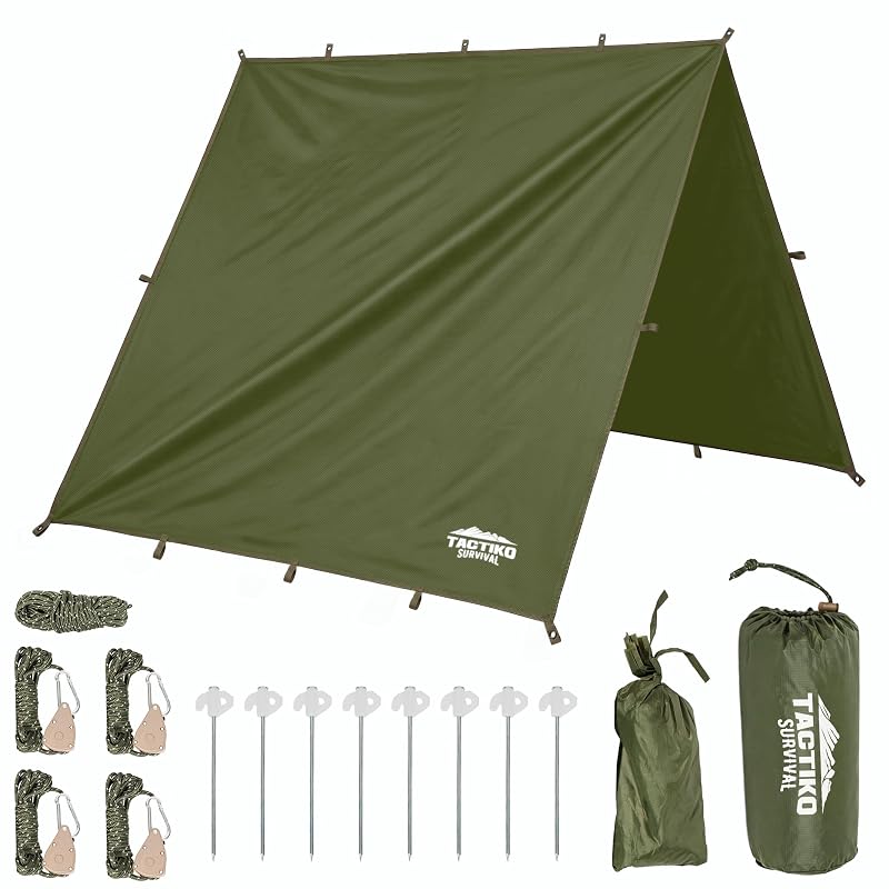 10x10 Ft Waterproof Camping Tarp Shelter for Backpacking & Hiking