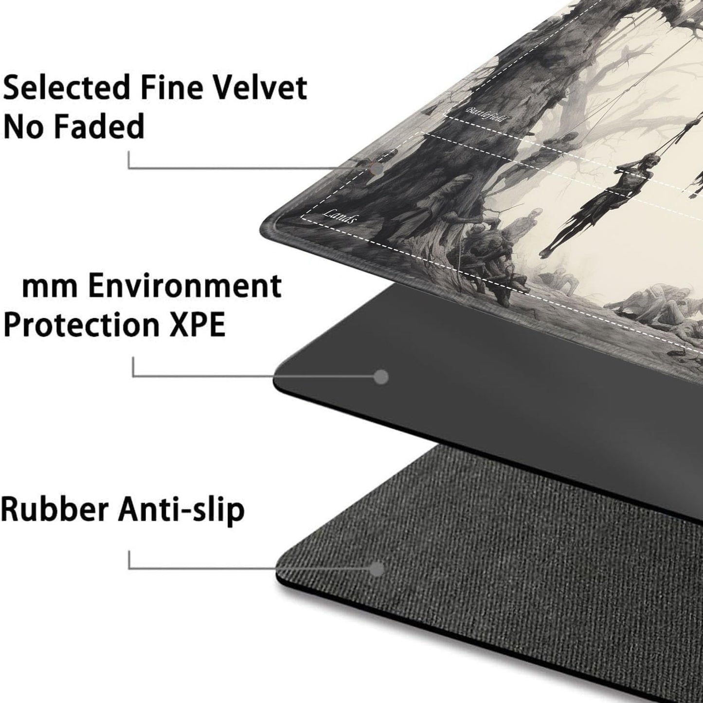 JVGFYNKL for TCG Playmat, Playmat with Zones, 24x14 in Non-Slip Rubber for MTG Playmat with Drawstring Travel Pouch and 6 Dice, Tree of Death, Skeleton for MTG Mat, Card Game Playmats