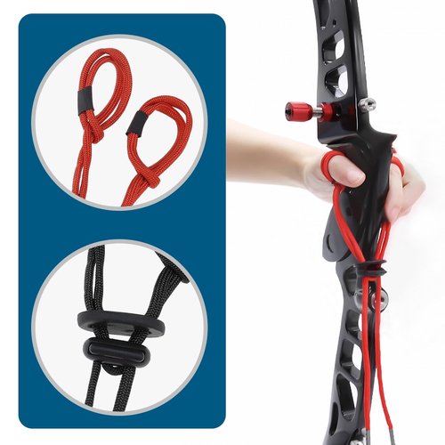 ECSiNG 2PCS Archery Finger Sling Adjustable Recurve Bow Fingersling Archery Bow Rope for Recurve Bow Replacement Accessories Red & Black
