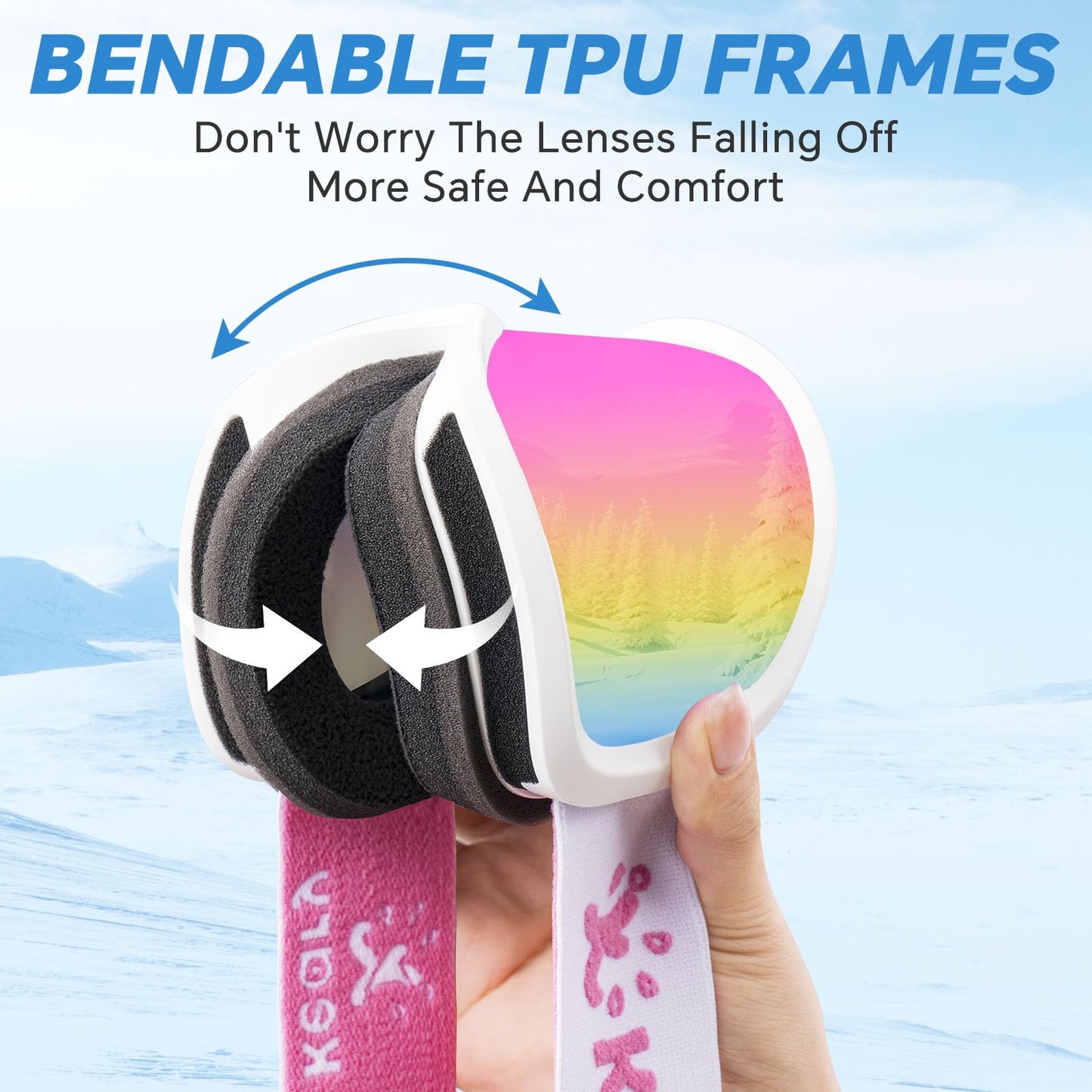 Keary OTG Ski Snow Goggles for Men Women Adults Youth Anti-fog 100%UV Protection Skiing Winter Snow Sports Goggles over Glasses Compatible With Helmet, Pink Snowmobile Goggle for Adult Snowboard Gear