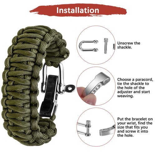 TIXIPEM Paracord Bracelet Shackle Buckle [10PCS] - Adjustable Metal U Bow Shackle Use for Survival Bracelets Belt & Outdoor Rope - [Silver-Round Head] Screw Pin Anchor Buckles