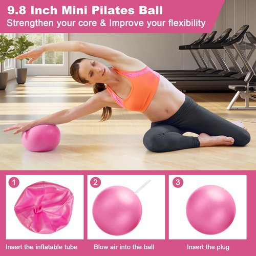 Pilates Ring Essentials Kit for Women, Workout Equipment Set for Home with 12'' Magic Circle, Mini Ball, Resistance Bands, Hip Thrust Belt, Accessories, Pilates Set for Legs Arms and Thighs (Pink)