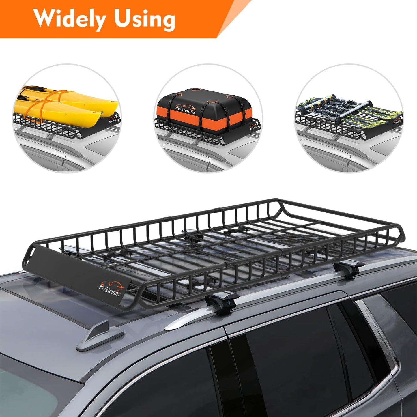 FIVKLEMNZ Car Rooftop Cargo Carrier Roof Bag Waterproof for All Top of Vehicle with/Without Rack Includes Topper Anti-Slip Mat + Reinforced Straps + 6 Door Hooks + Luggage Lock