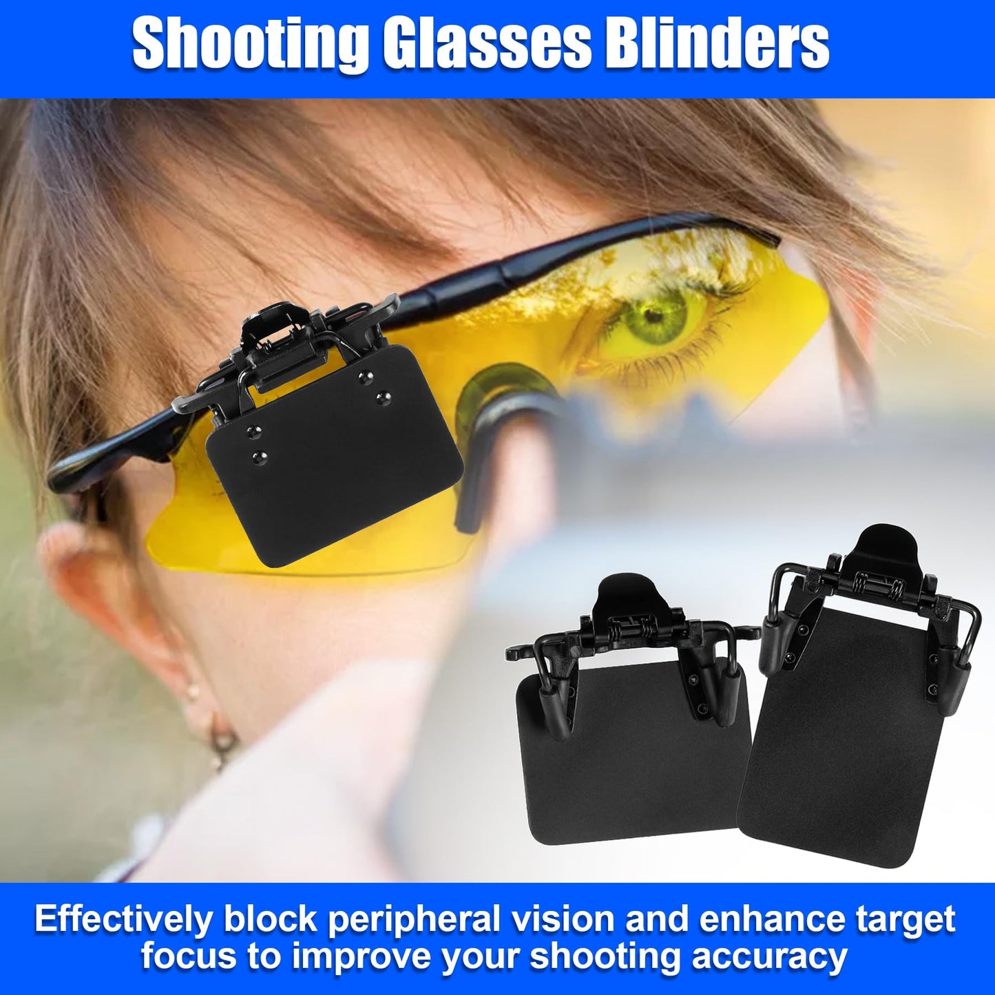 JORMIX 2 Packs Shooting Glasses Blinders International Standard Shooting Glasses Blinders Occluder Clip Patch Adjustable Angle Black