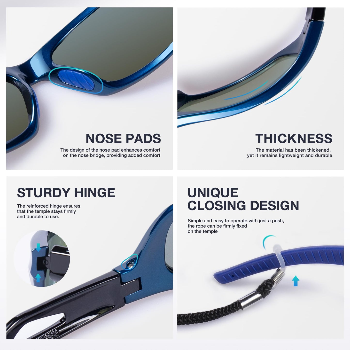 RIVBOS Polarized Sports Sunglasses Driving Sun Glasses Shades for Men Women Tr90 Frame for Cycling Fishing Running RB831 Blue Black Frame/Blue Lens