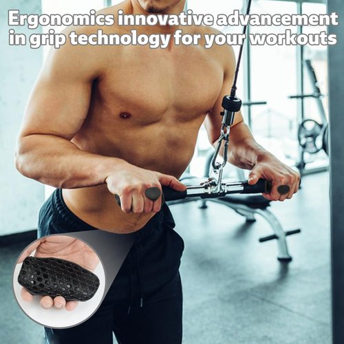 Rubber Gym Grips Fingerless Workout Gym Gloves, Workout Grip for Men Women Crosstraining Hand Palm Protection, Weight Lifting Grips for Bodybuilding, Deadlifts