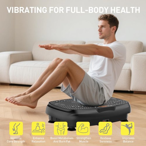 Damkee Vibration Plate Exercise Machine, Vibrating Equipment for Weight Loss and Lymphatic Drainage Massager, 3D Waver Exerciser for Fitness, Full Body Workout Shake Board with 120 speeds (Black)