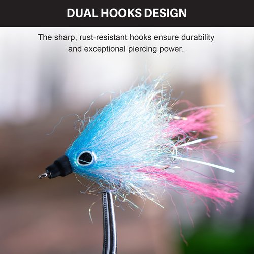 Goture Fly Fishing Flies Kit, Baitfish Streamer, Wounded Minnow, Crazy Charlie Bonefish Fly Fishing Lures for Trout Bass Steelhead Salmon, Gifts for Men