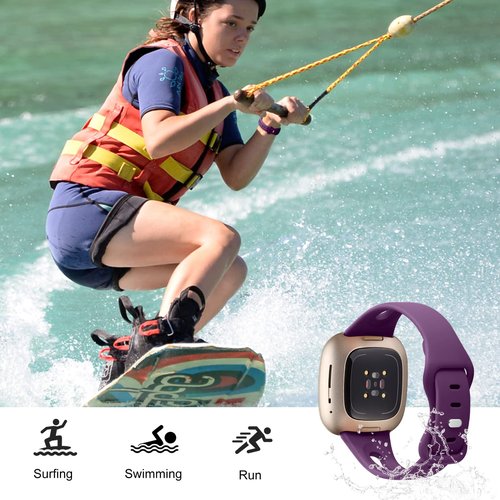 Ouwegaga Compatible with Fitbit Versa 4 Bands for Woman/Sense 2/Sense/Versa 3 Bands for Men,Soft Silicone Slim Sport Strap Compatible with Fitbit Versa 4/Sense 2/Sense/Versa 3 Smartwatch, 4 Pack Small