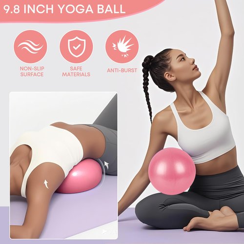 DSUMD 13 Pcs Pilates Essentials Kit for Women, Home Workout Equipment Set with 9.8??Ball, Magic Circle, Accessories, Perfect for Beginners to Toning & Fitness, Pink