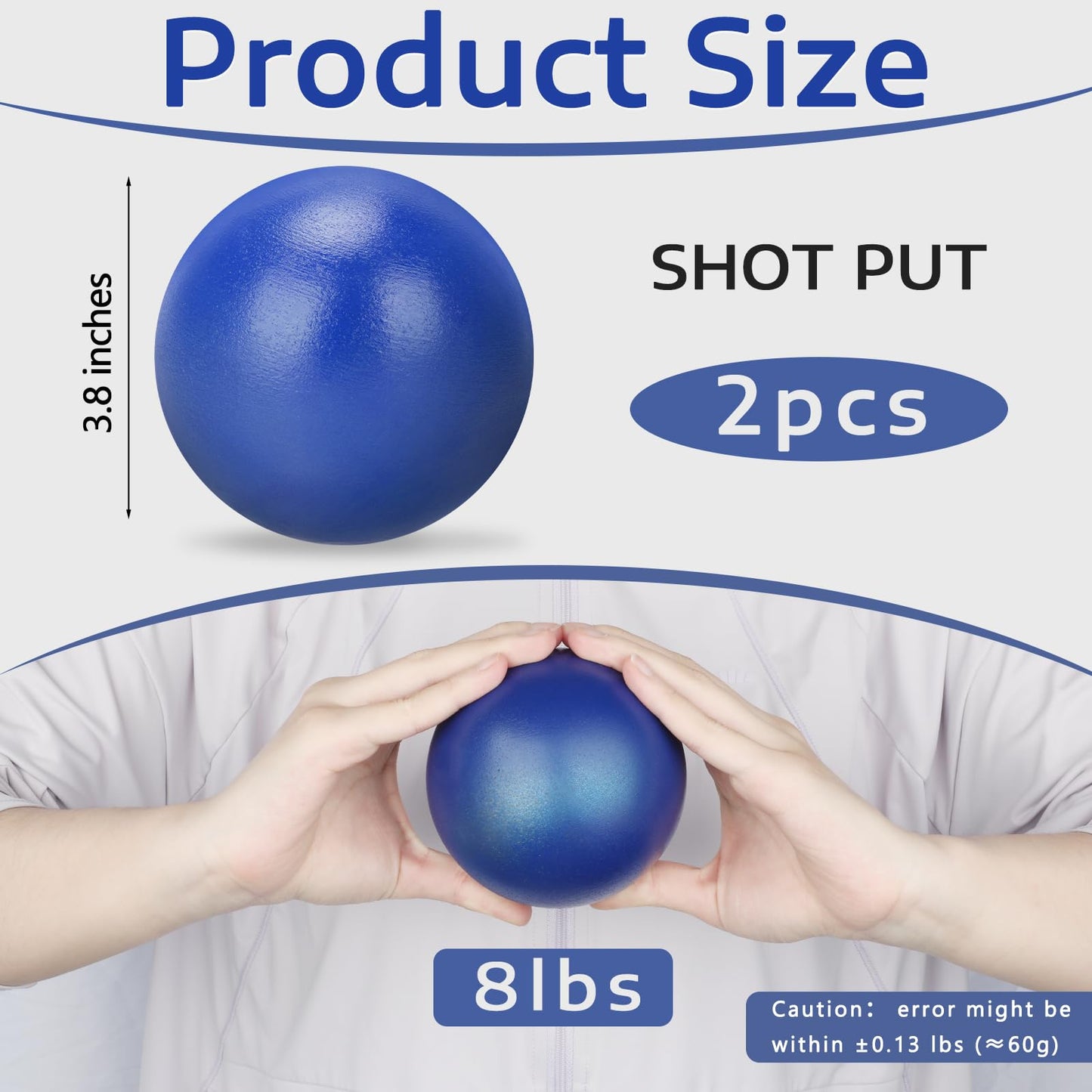 Zealor 2 Pack Iron Shot Put 8 lbs Outdoor Shot Put Ball Blue Shotput 8lbs Track and Field Equipment Competition for Spring High School Practice