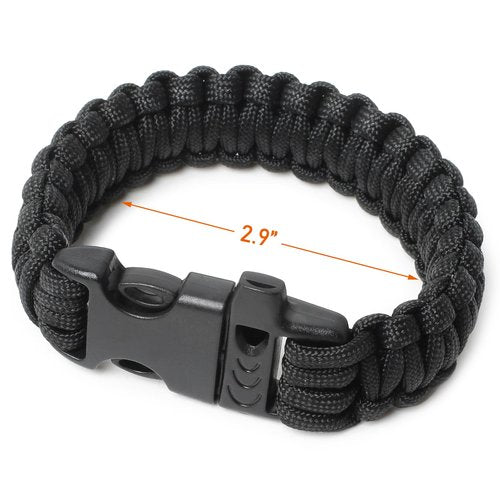 Lemubeane 3 Pack Paracord Survival Bracelet 9.7" Wristband with Whistle