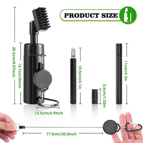 Wynaura Pro Golf Club Cleaner Brush with Golf Groove Sharpener Tool Suitable for U & V-Grooves 8 Inches Golf Water Brush with Retractable Clip Hold 5oz of Water Perfect Golf Accessories for Men/Women