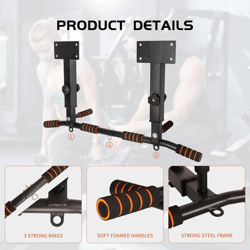 Pull Up Bar Wall Mounted: Adjustable Wall Joist Mount Pull Up Bar & Chin Up Bar for Home Gym Workout Strength Training Equipment