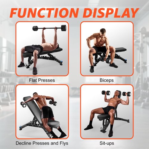 Adjustable Weight Bench, 8 Backrest & 3 Sitting Positions, 1300LBS Adjustable Strength Training Bench for Full Body Workouts for Home Garage Gym Black