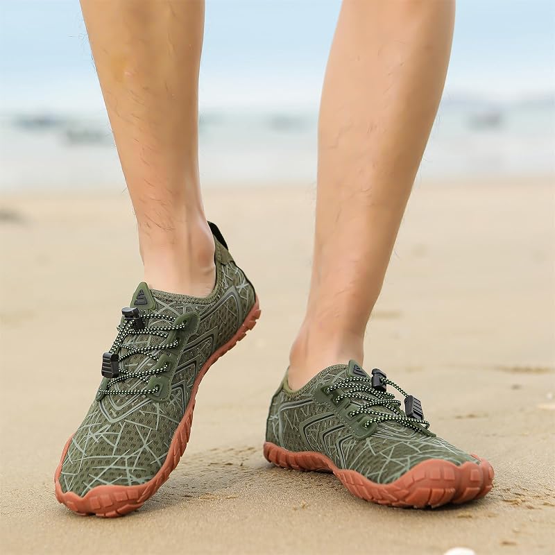 Water Shoes for Men and Women - Quick-Dry Barefoot Hiking & Swim Footwear, Green/12 Women & 10 Men