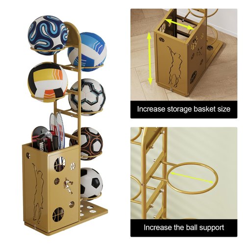 LEAIJIAFY Vertical Basketball Storage Rack Easy to Assemble Sports Ball Storage Solution for Garage or Outdoor Use Space Saving Design (8 layers)