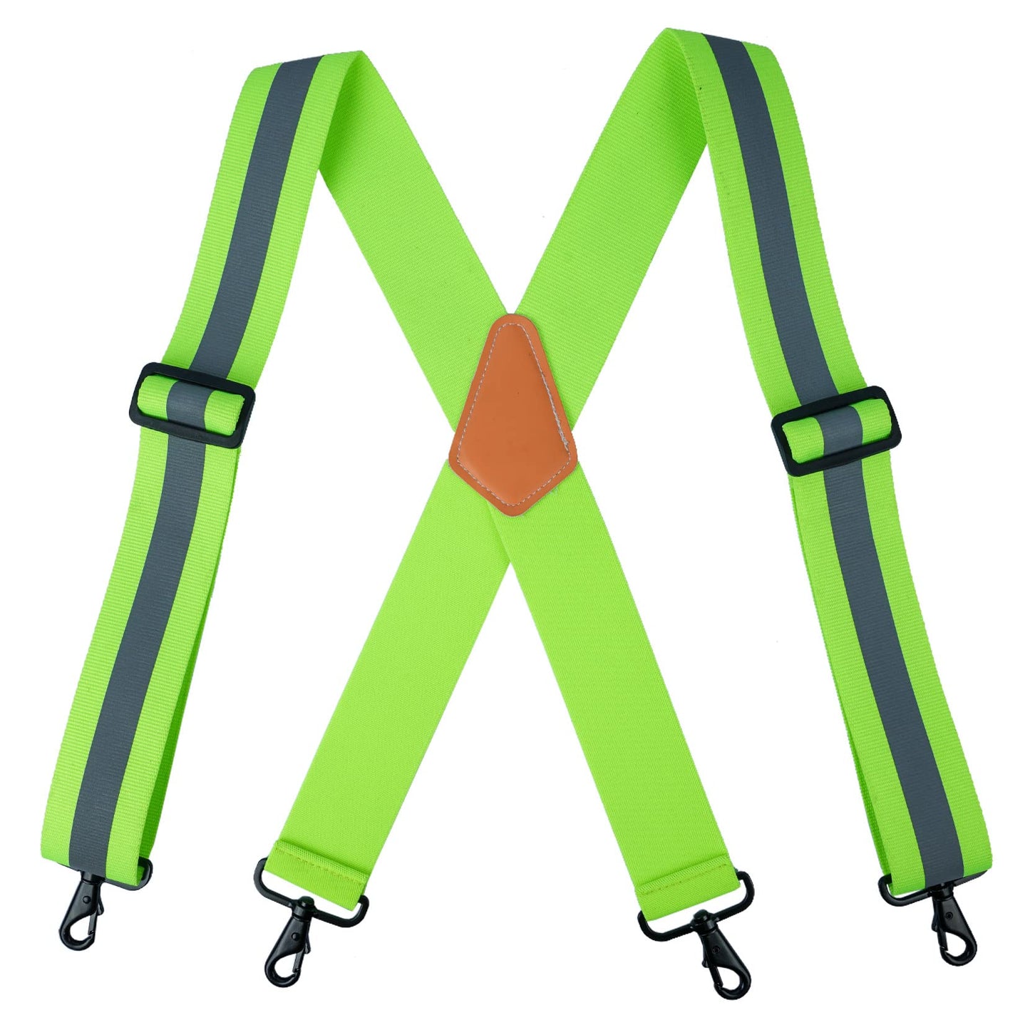 MELOTOUGH Reflective Safety Suspenders|Work Suspenders with Hi Viz Reflective Strip Hold Up Tool Belt Suspenders for Men Heavy Duty 4 Snap Hooks
