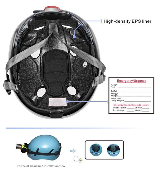 Tontron Climbing Caving Helmet (Blue, Large)