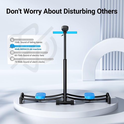 MERACH Ski Machine, Simulated Ski Trainer, Adjustable Height Ski Machine Exercise Equipment for Leg Pelvic Floor Muscle Workout, Fun Cardio Fitness Equipment for Home Full Body Workout (Black)