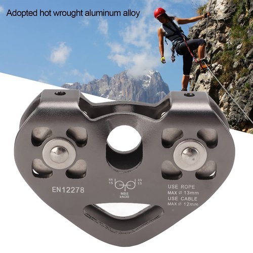 Zipline Swivel Pulley Rock Climbing Aluminum Tandem Speed Double Trolley Mountaineering Gray ZWA006