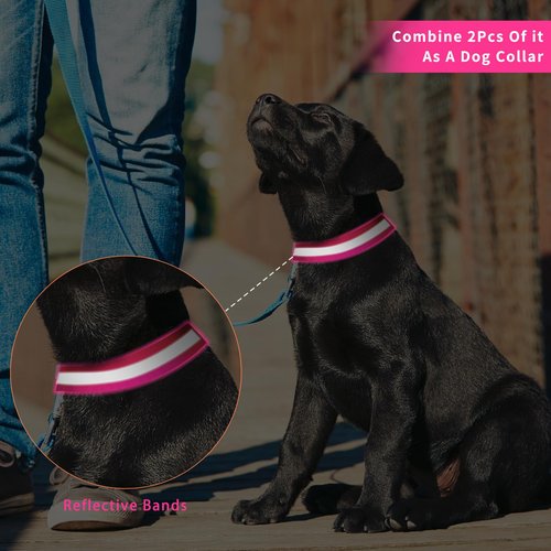 Reflective Bands Reflector Bands for Wrist, Arm, Ankle, Leg, High Visibility Reflective Gear Reflector Tape Straps for Night Walking, Cycling and Running Gear (Green & Pink)