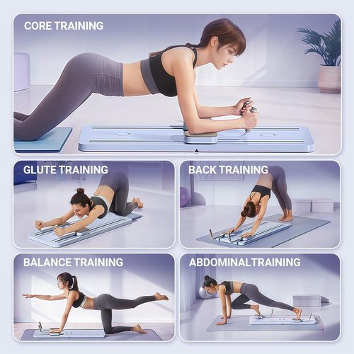 Zojio Pilates Board - 2024 Pilates Reformer Set, Multi-Purpose Foldable Pilates Reformer Board for Home, 5in1 Pilates Sliding Board (Purple)
