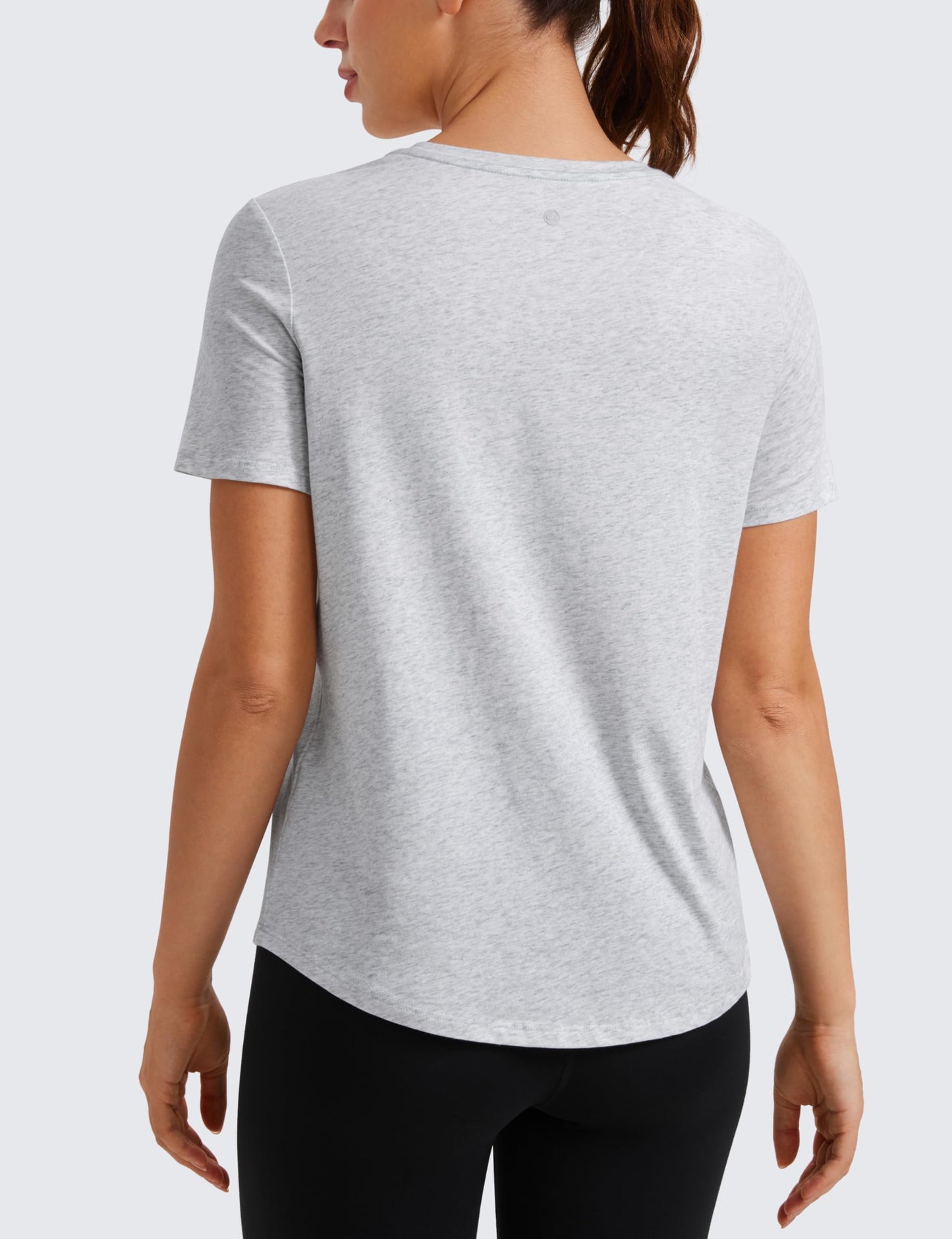 CRZ YOGA Pima Cotton Crewneck T-Shirt Light Grey Heather Medium