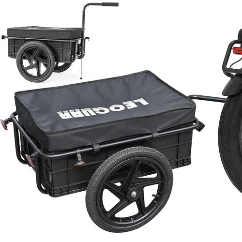 LEOGUAR Bike Cargo Trailer, Handle Cart, Universal Hitch, 2 Quick-Release Wheels, Compact Storage, Weather Resistant Fabric, Bike Trailer, Bike Cart, Bicycle Wagon Cart, Max Capacity: 88/132 lbs
