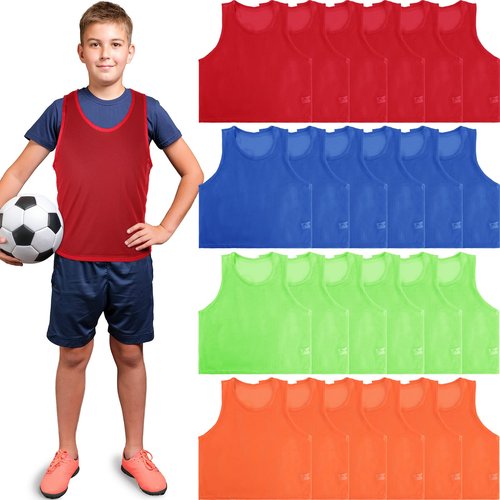 Yahenda 24 Pcs Nylon Mesh Scrimmage Team Practice Vests Pinnies Jerseys for Children Youth Sports Basketball Soccer Football (Multicolor)