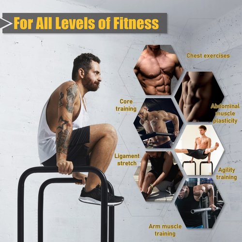 POWER GUIDANCE Dip Bar, Dip Stand Station for Full Body Strength Training, Adjustable Height 30Inches - 38.6Inched, Capacity 1200Lbs, 3 Colors Available (black)
