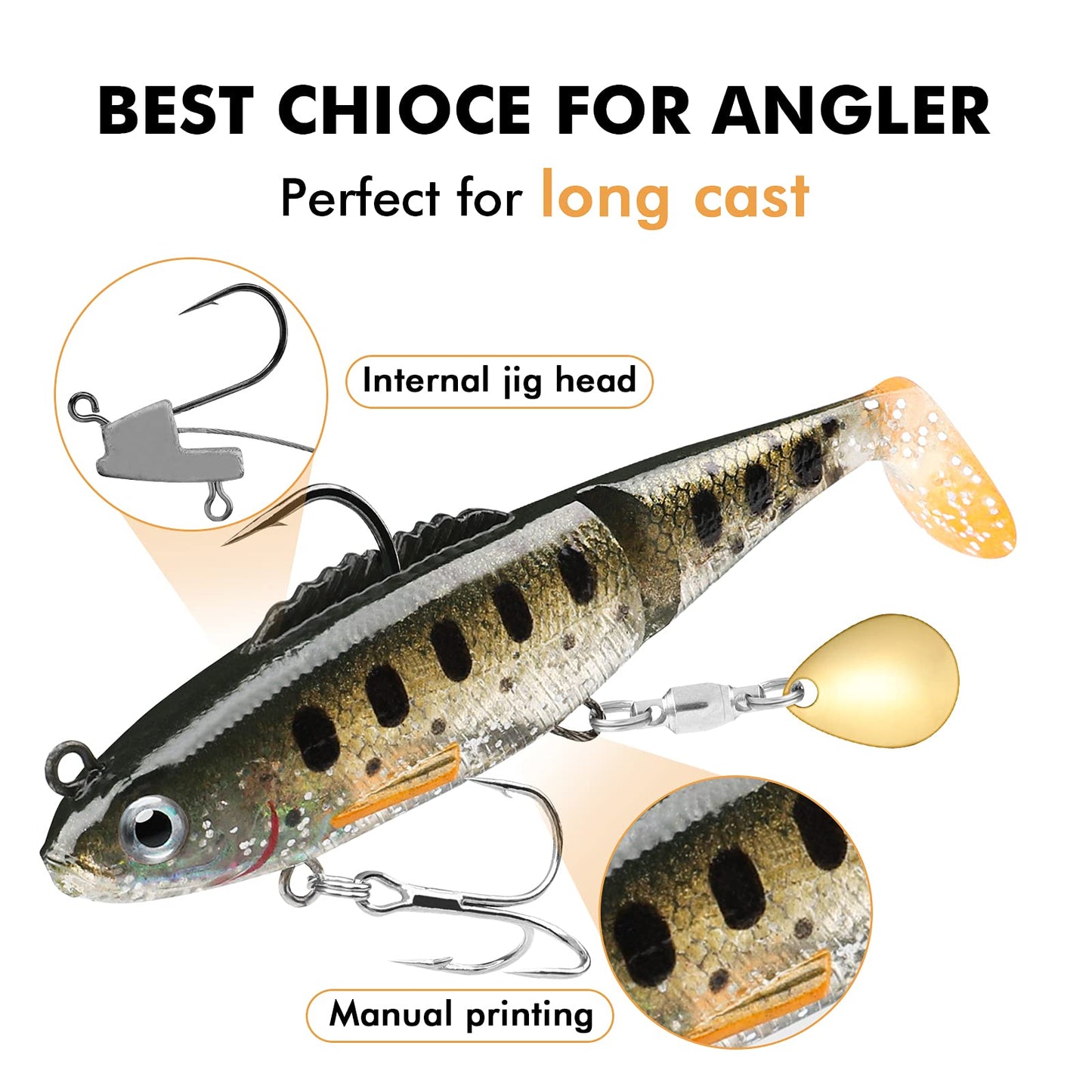 TRUSCEND Fishing Lures for Bass Trout Jighead Lures Paddle Tail Swimbaits Fishing Jigs Baits Freshwater Saltwater Jigging Bass Fishing Gear Gifts for Men