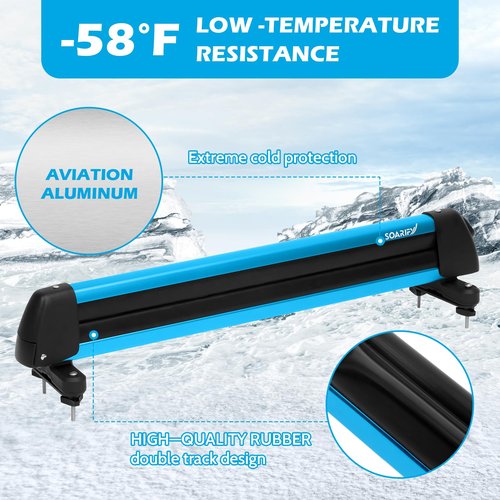 SOARIFY Multi-Purpose Alumium Ski Rack, Carrier for Skis, Snowboards, Fishing Rods, Paddles, Skateboards, Water Skis, Wakeboard, Universal Mounting, Locking, Heavy Duty