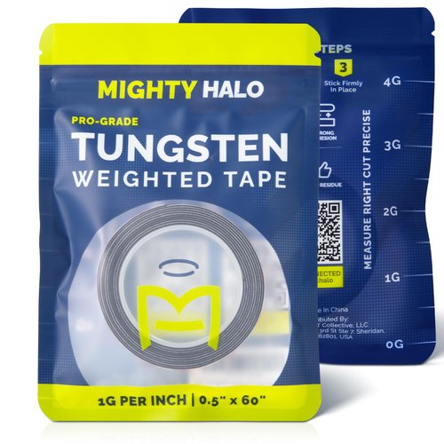 MIGHTY HALO PRO-Grade Weighted Tungsten Tape for Pickleball Paddles, Tennis Rackets or Golf Clubs | Non-Toxic & Customizable Alternative of Lead Tape for Pickleball Paddles | 60inches, 1g per Inch