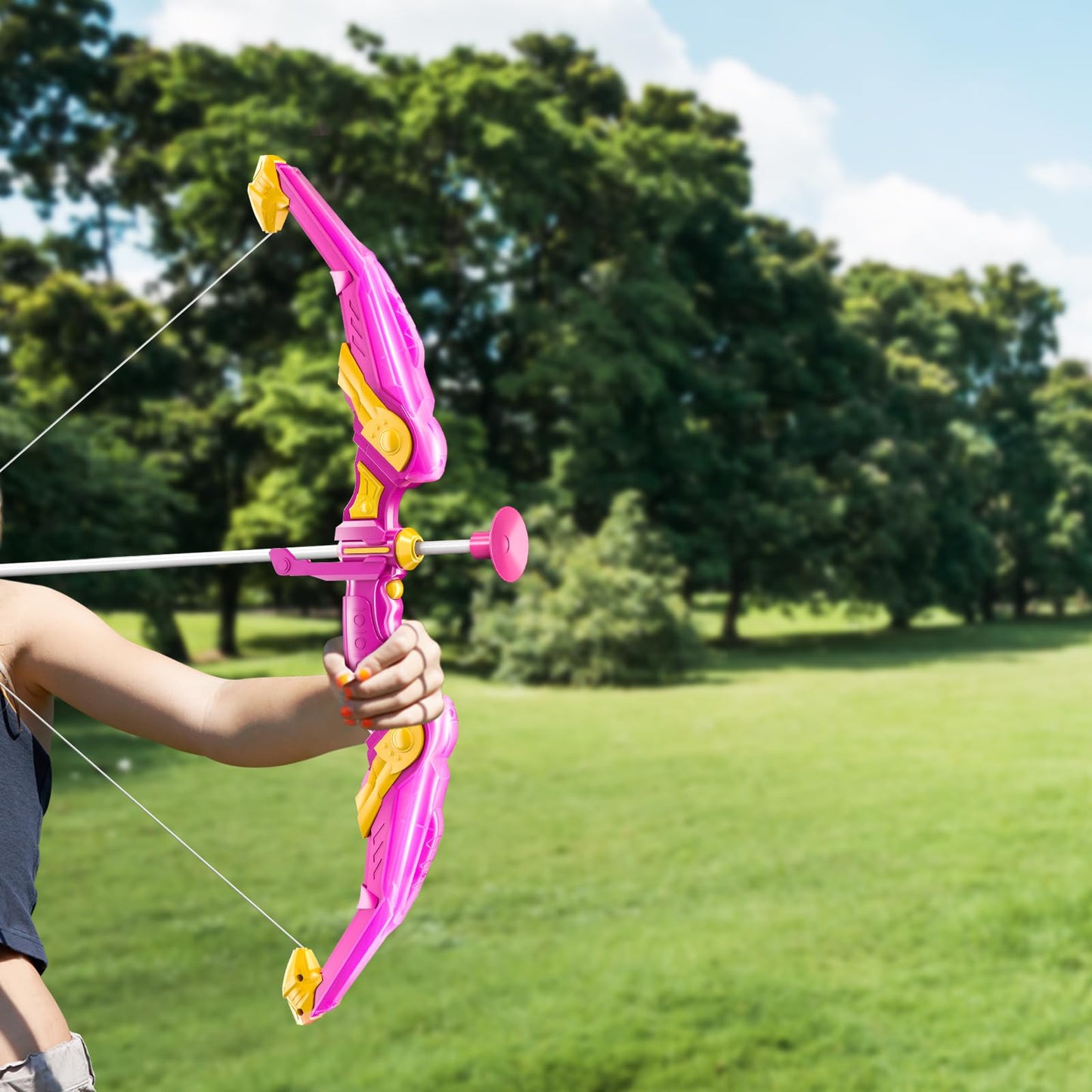 TEMI Bow and Arrow for 3 4 5 6 7 8 9 10 Year Old Kids Girls, LED Light Up Archery Toy with 10 Suction Cup Arrows, 4 Target & Quiver, Indoor Outdoor Sport Toys, Birthday Gift Toys for Kids Girls