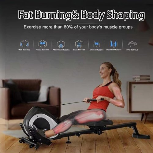 NAYSAYE Rowing Machine for Home, Magnetic Rower Fitness Machine with Quiet Resistance, App Compatible Foldable Rower Home Use, Work Out Equipment for Burn Fat & Sculpt Muscles