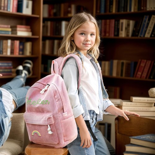 WBgjsnklbnl Custom Backpack with Name Personalized School Bookbag Bulk Customize for Kids Boy Girl Travel Camping Casual-Pink
