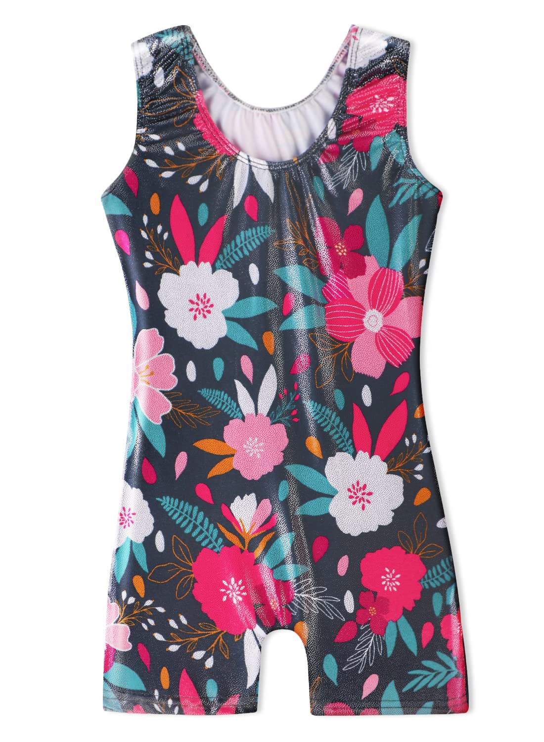 HOZIY Girls Leotards for Gymnastics with Shorts 5t Size 5-6 Year Old Black Flower Tumbling Outfits Kids Leo Bodysuits Green Hot Pink White Biketard Body Gimnasia Nina Clothes Clothing