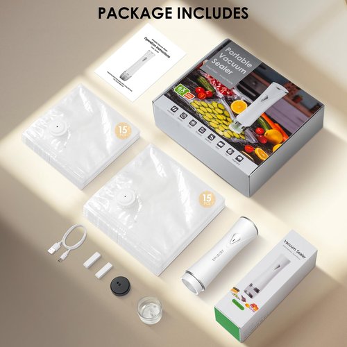 BOSIMIA Compact Handheld Vacuum Sealer for Food Storage with 30 Reusable Vacuum Bags – Cordless Food Vacuum Sealer Machine, Auto-Stop, Creative Drainer, 5S Fast Seal Meal, Leak-Proof for Meat Fruits