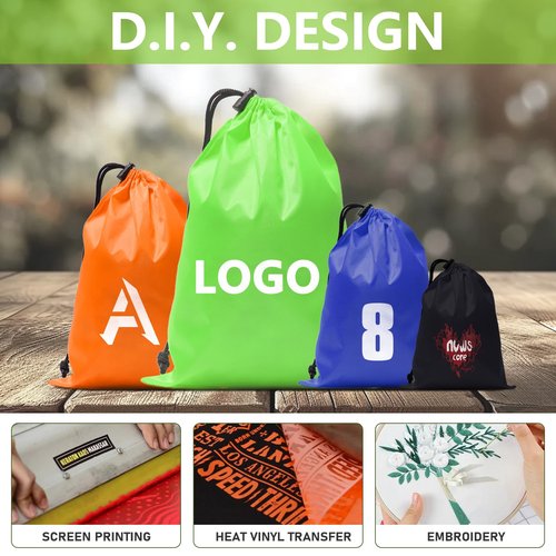 iMucci 6Pcs Drawstring Bag Waterproof sack Nylon Bag ditty bag for Gym Traveling, Hiking, Yoga, Shopping…