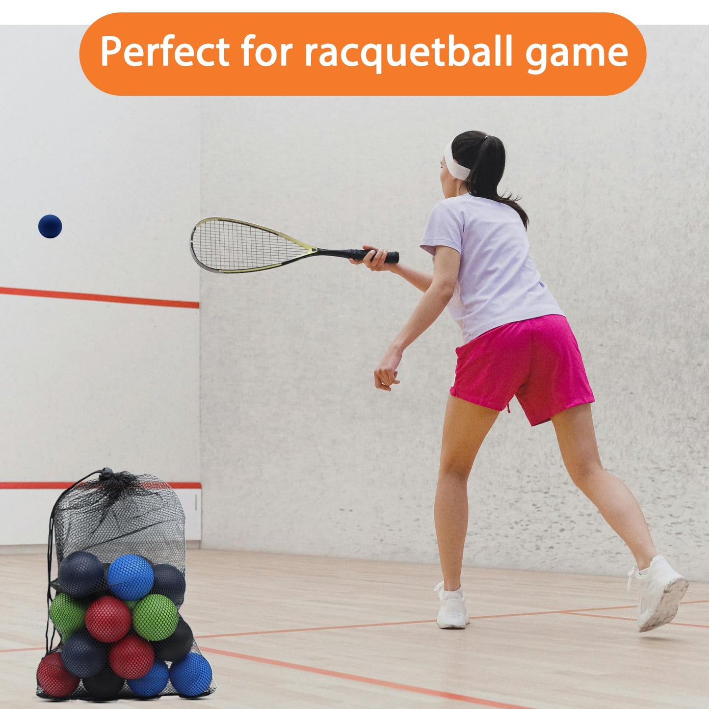 20 Pack Racquetball Multi Colored Racquetballs High Bounce Rubber Racquetballs with a mesh Bag (Multi-Color)